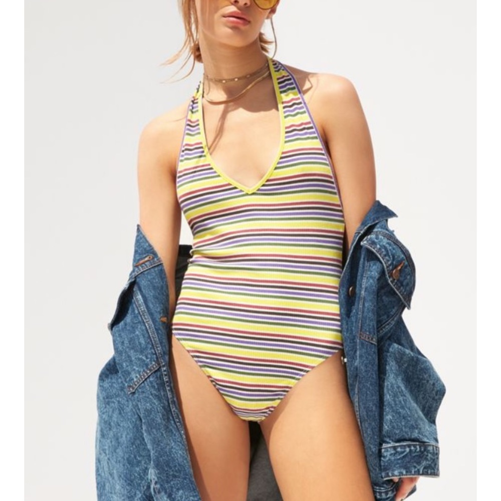 Urban outfitters striped halter bodysuit